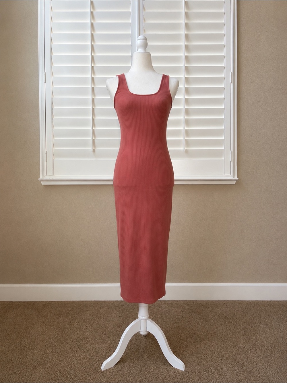 Forever 21 Dusty Rose Ribbed Bodycon Midi Dress NWT Medium